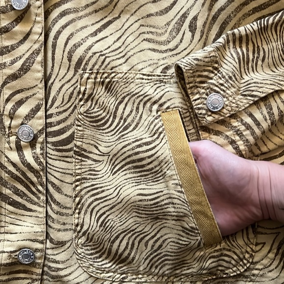 Pilcro Anthropologie Neutral Zebra Animal Print Long Sleeve Button Down Shacket - Picture 6 of 9